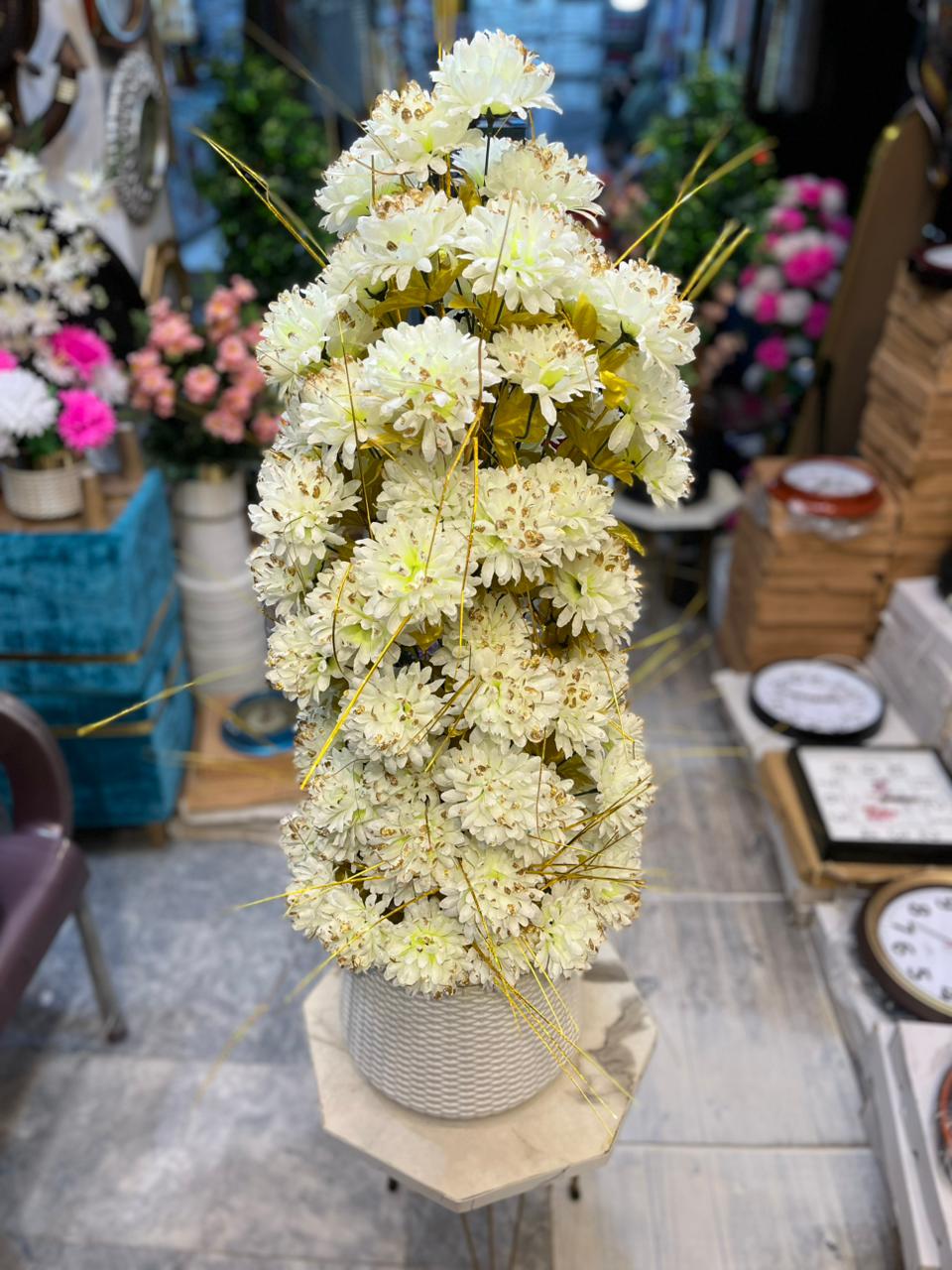 πΌ Tall White Artificial Flower Arrangement in Textured Vase (43 Inches)