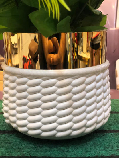 Artificial Peach and White Rose Flower Bouquet in Ceramic Vase – Home & Office Décor