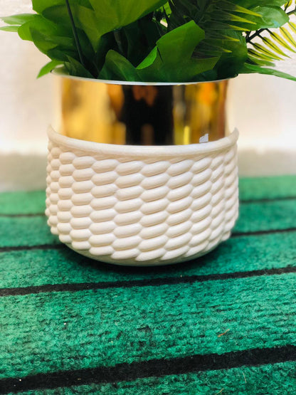 Artificial White Rose Flower Bouquet in Unbreakable Plastic Pot – Home & Office Décor