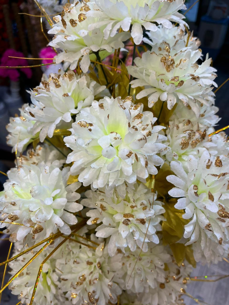 🌼 Tall White Artificial Flower Arrangement in Textured Vase (43 Inches)