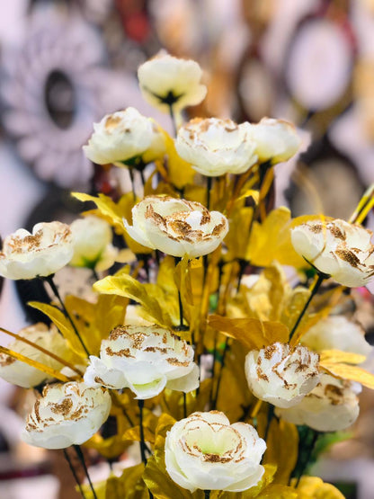 Gold & White Artificial Flower Table Arrangement (20 Inches)