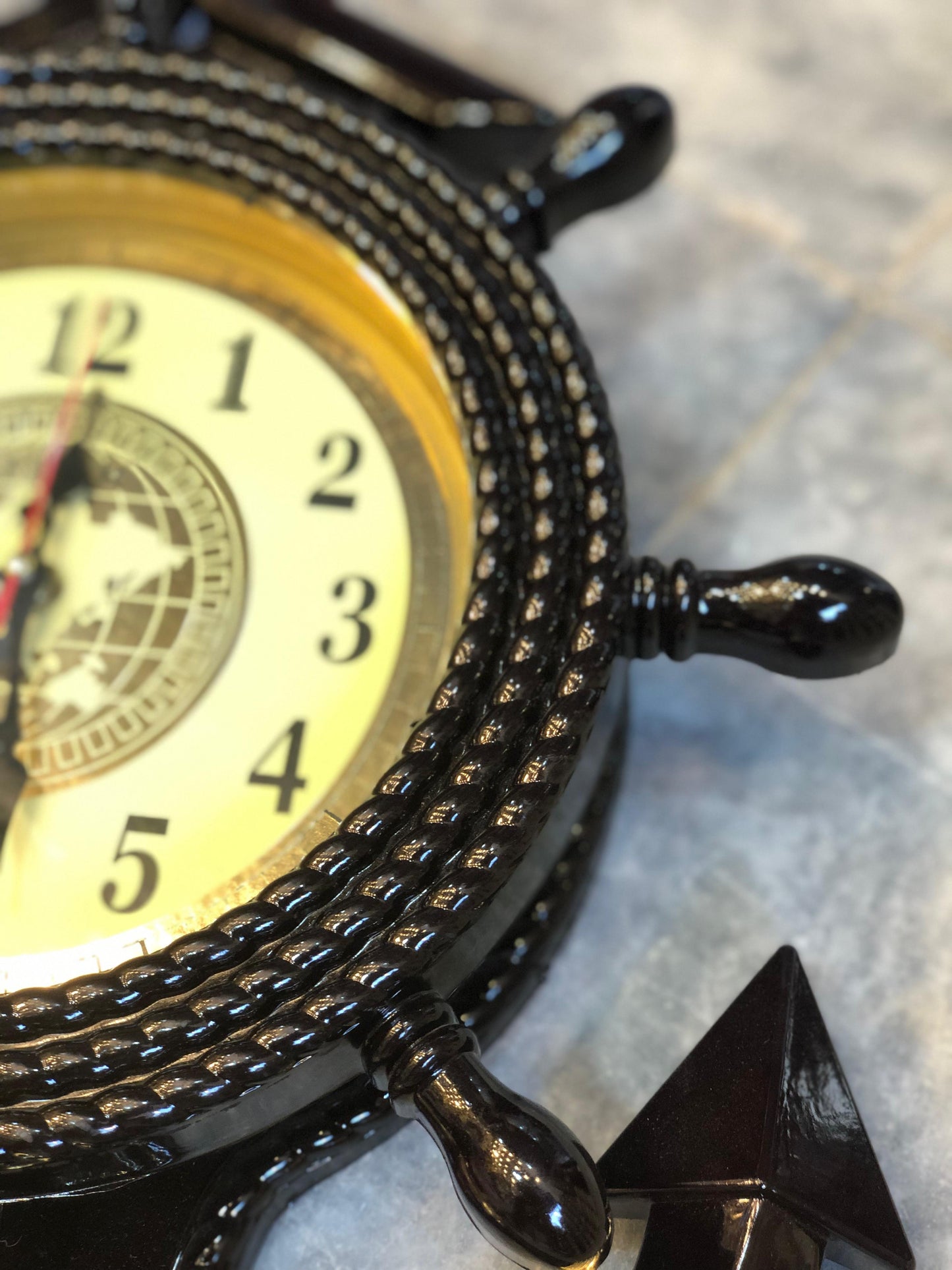 Black Anchor Wall Clock – 21” Nautical Decorative Clock with Gold Accents