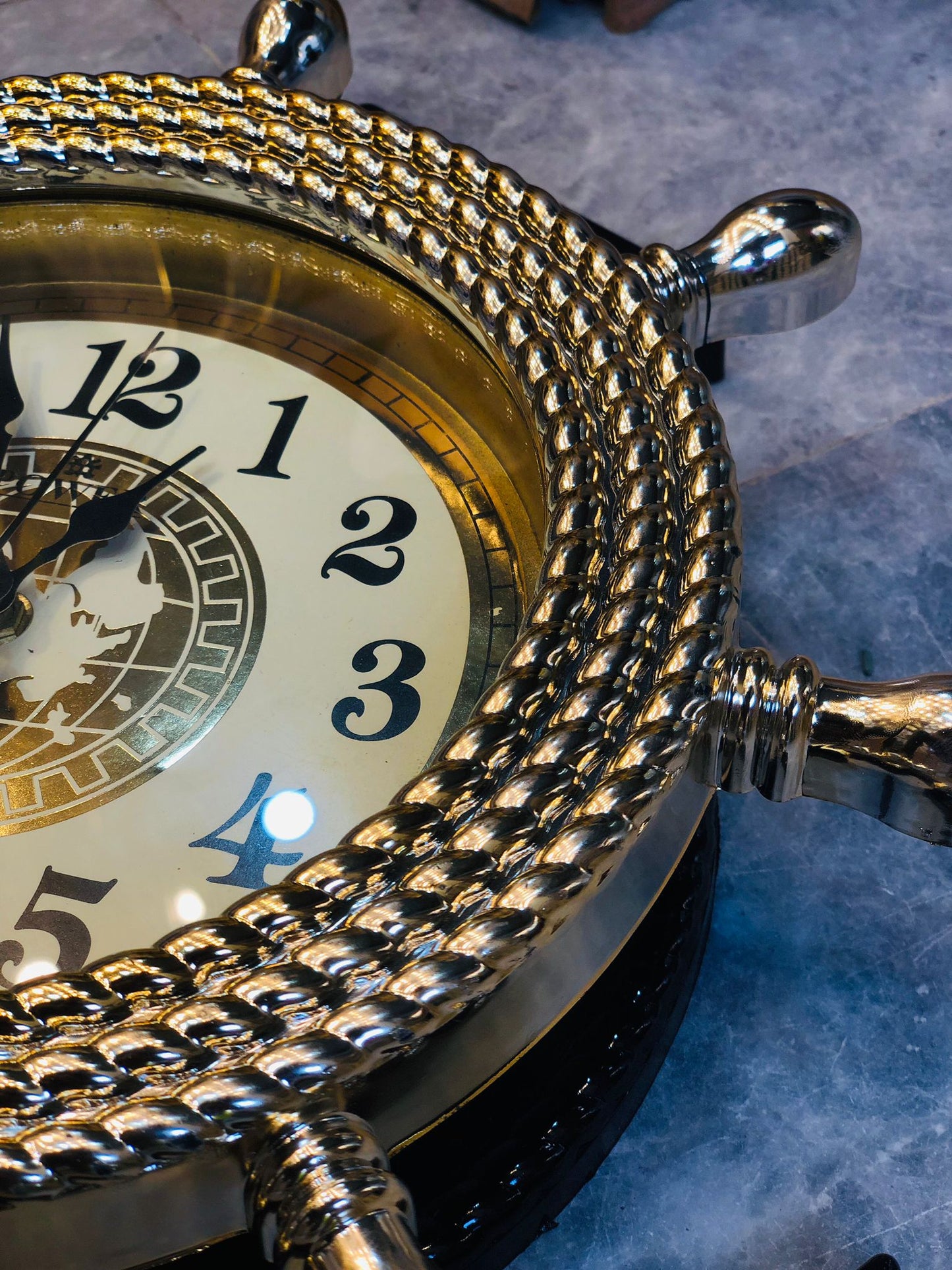 Luxury Anchor Wall Clock – 21” Black & Gold Nautical Decorative Clock