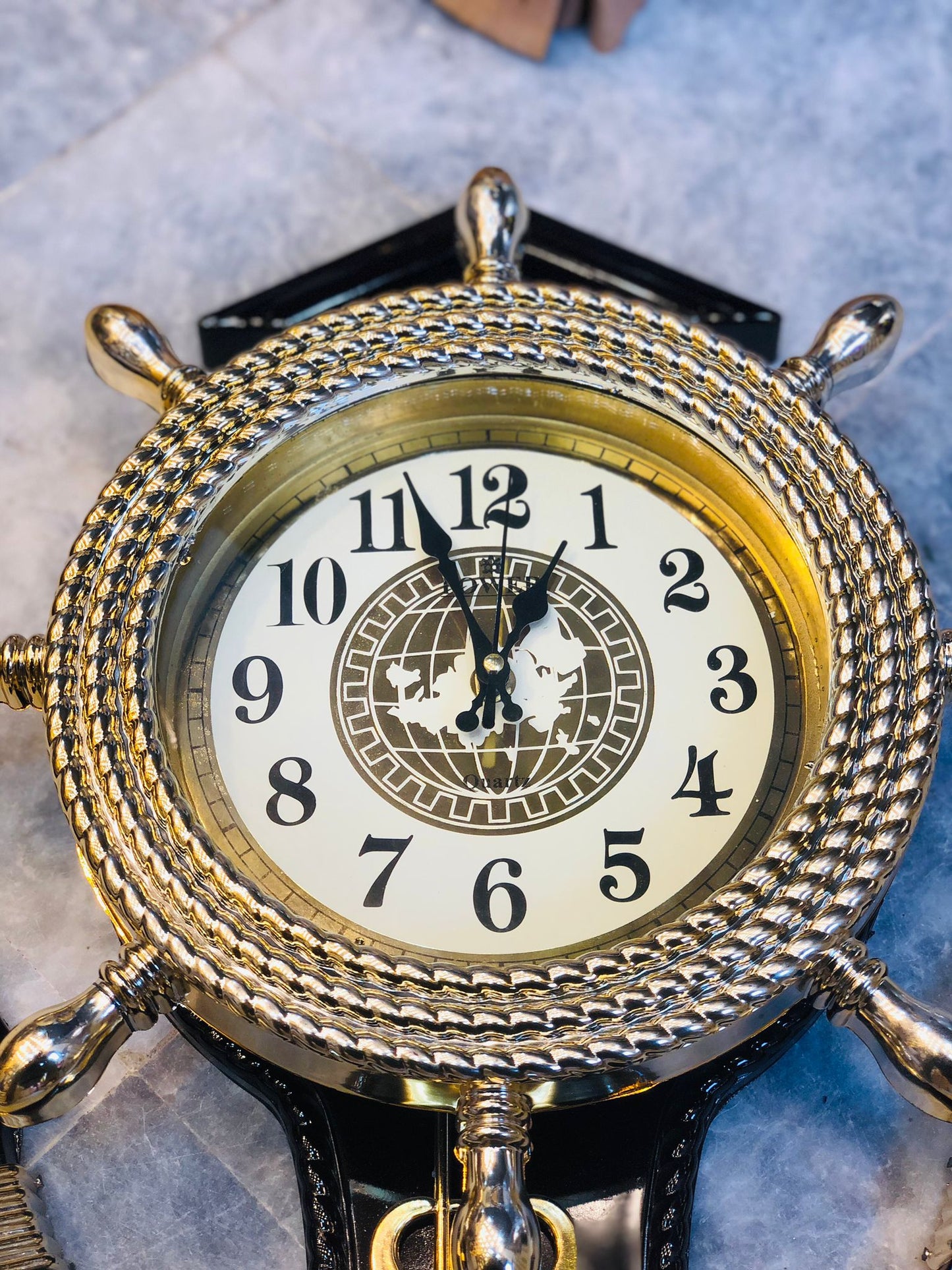 Luxury Anchor Wall Clock – 21” Black & Gold Nautical Decorative Clock