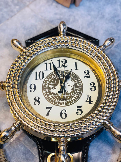 Luxury Anchor Wall Clock – 21” Black & Gold Nautical Decorative Clock