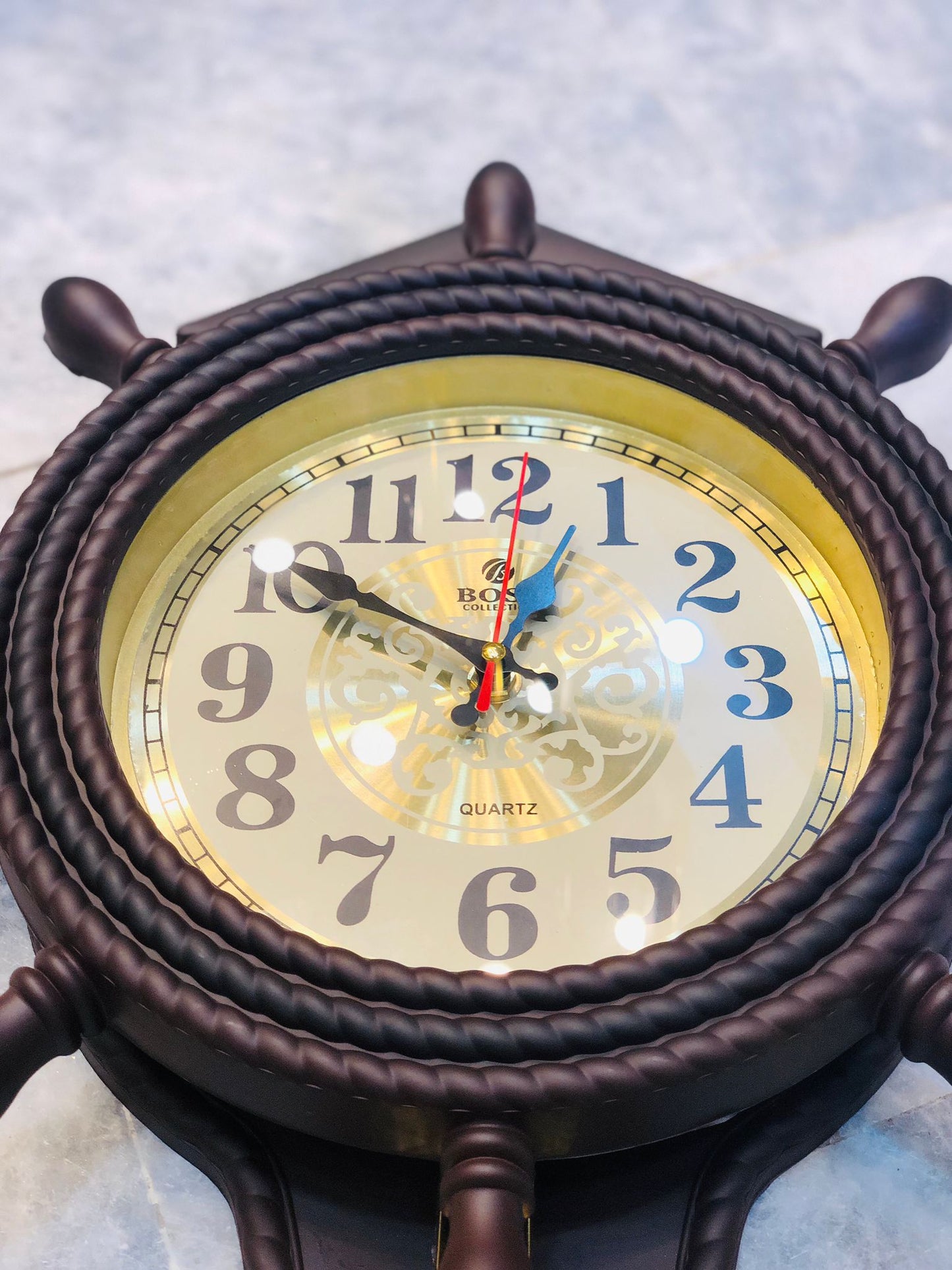 Matte Black Anchor Wall Clock – 21” Nautical Decorative Clock with Gold Accents