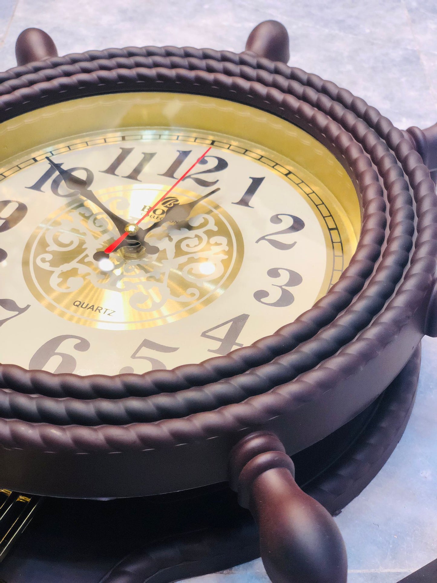 Matte Black Anchor Wall Clock – 21” Nautical Decorative Clock with Gold Accents