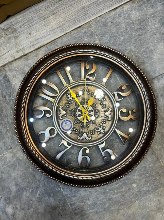 Antique Vintage Wall Clock – 15” Bronze Decorative Clock with Roman Numbers | Battery Operated Quartz