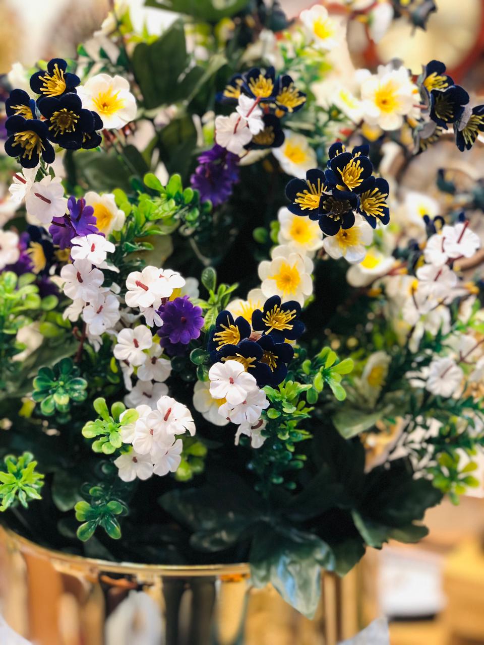 Luxury Artificial Flower Arrangement in White & Gold Pot – 30” Tall Unbreakable Plastic Vase with 100 Premium Blooms