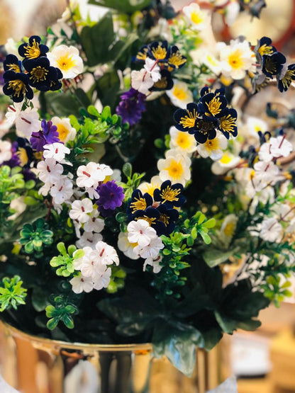 Luxury Artificial Flower Arrangement in White & Gold Pot – 30” Tall Unbreakable Plastic Vase with 100 Premium Blooms