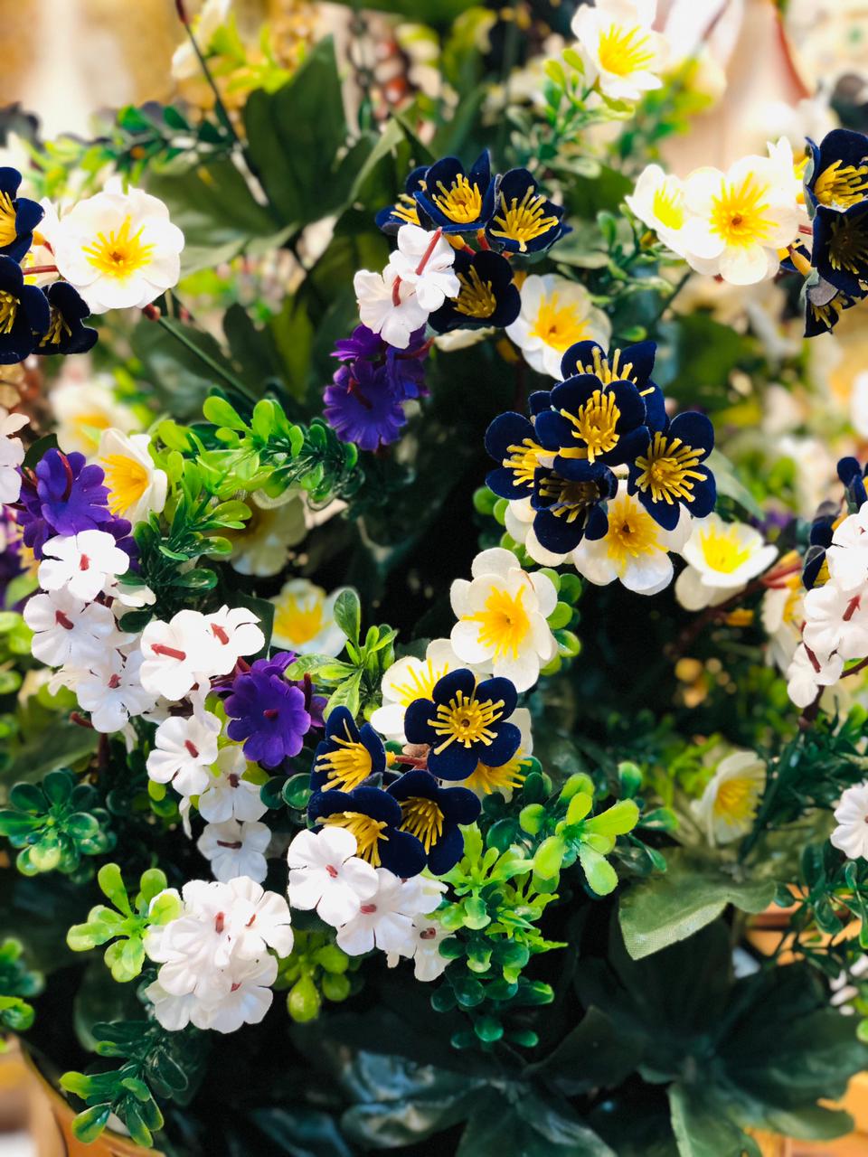 Luxury Artificial Flower Arrangement in White & Gold Pot – 30” Tall Unbreakable Plastic Vase with 100 Premium Blooms