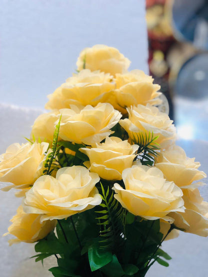 Artificial peach Rose Flower Bouquet in Unbreakable Plastic Pot – Home & Office Décor