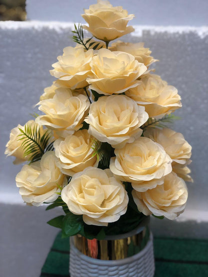 Artificial peach Rose Flower Bouquet in Unbreakable Plastic Pot – Home & Office Décor