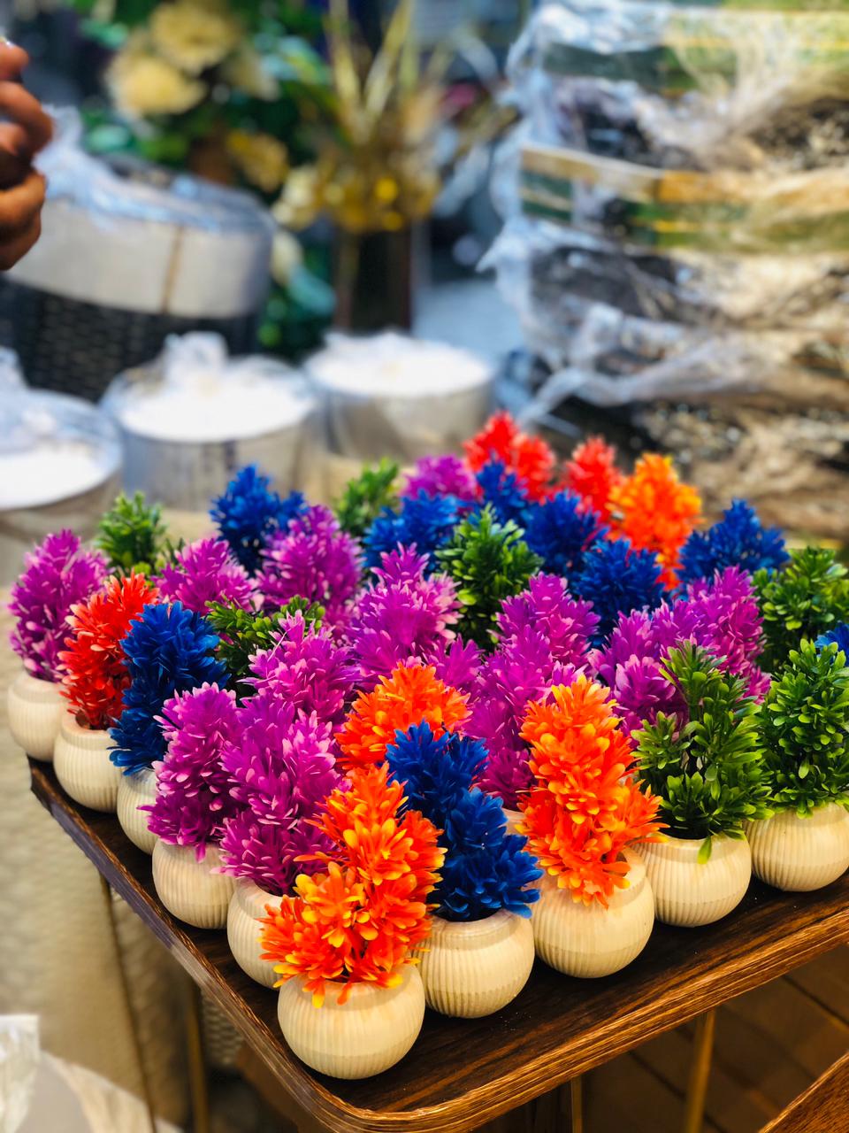 Pack of 2 Mini Artificial Plants with White Plastic Pots | 5.5” Small Decorative Greenery for Home, Office & Table Décor